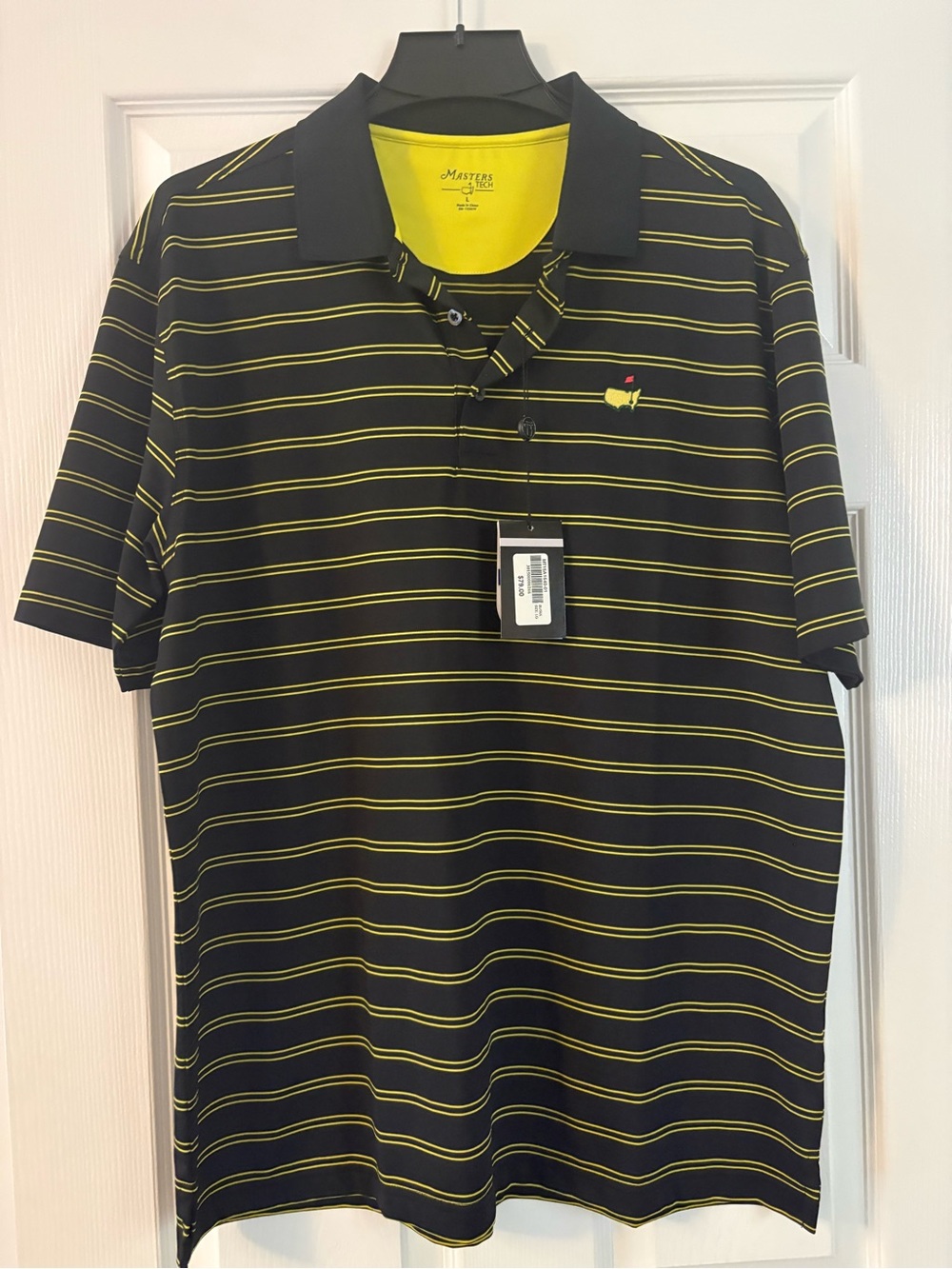 Masters Black Polo with Yellow Stripes